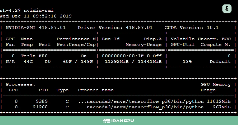 بررسی فعال بودن GPU در سرور